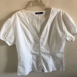 NASTYGAL puff sleeve button up top